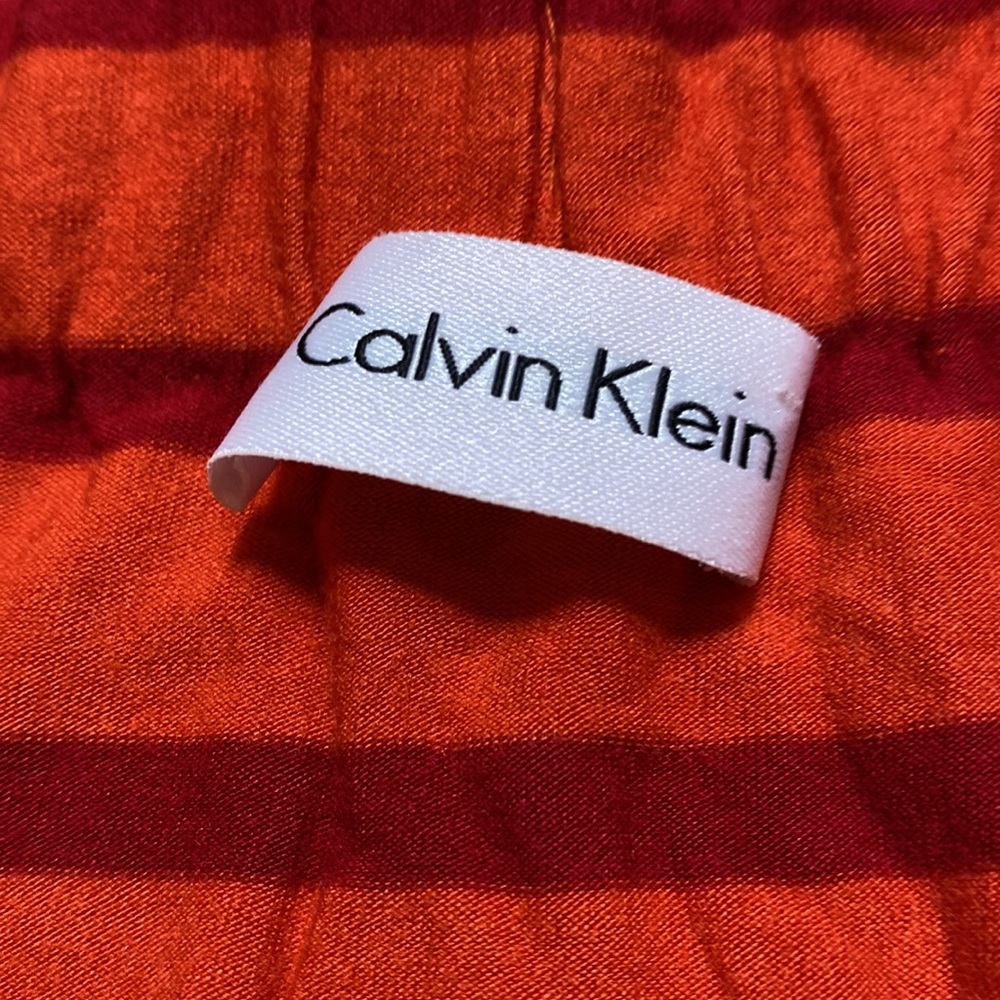 Calvin Klein Orange Striped Super Soft Midi Skirt S - Picture 4 of 5